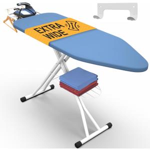 Ironing Board Extra-Wide 57" x 18" Foldable with Wall Hanger