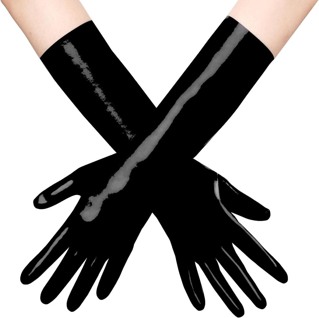 Short Latex Gloves Black Costume Gloves for Cosplay Party (Large)