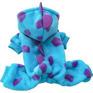 Pet Dogs Clothes Small Pet Dinosaur Costume Doggy Hooded Winter Warm Cosplay Clothes Outfit Small Dog Photo Props Suit Pet Dog Clothes Boy Knitwear Dog Sweater Warm Dogs Shirt Winter (Large)