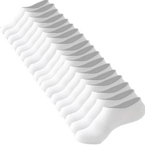 Loucey 18 Packs No Show Socks Invisible Socks Men Women Cushioned Low Cut Ankle Sock for Running Gym Hiking (9 Pairs) (10-11, White)