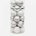 Christmas Tree Glitter Balls Shatterproof Xmas Ornaments Party Supplies Decoration (Size: Diameter 6cm/2.36", Silvery)