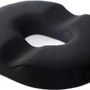 JEMA Orthopedic Donut Pillow for Tailbone Pain Relief - Memory Foam Coccyx Cushion for Sciatica, Pregnancy, Postpartum, Office Chair & Car Seat, Ergonomic Design with Removable Cover (Black) (Mesh Black)