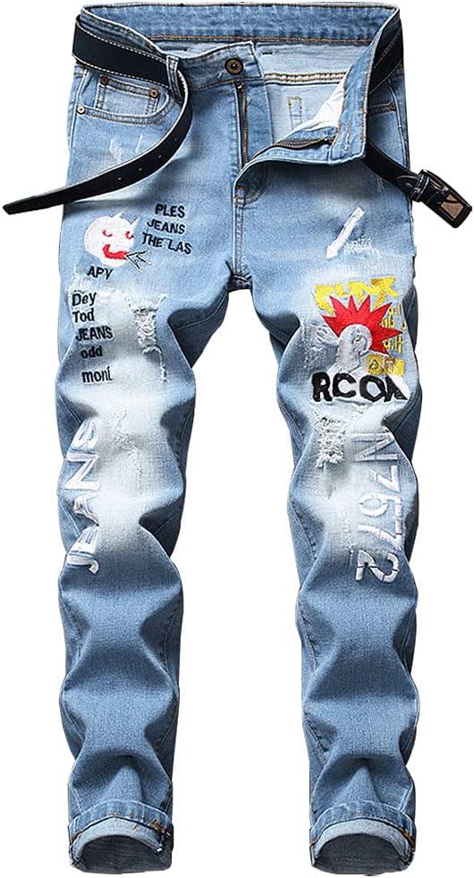 Ylingjun Ripped Jeans for Mens Slim Fit Stretch Skinny Jeans (28, #2 Light Blue)