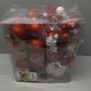 SHareconn 112ct Christmas Tree Balls Ornaments, Classic Pearl Gift Box, Shatterproof Plastic Decorative Baubles for Xmas Tree Decor Holiday Wedding Party Decoration with Hanging Hooks, Red & White