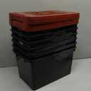 7 Quart Storage Bins with Lids and Latch, 6-Pack Stackable Plastic Organizing Box with Buckle and Handle, Durable Nestable Totes Containers (Black/Red)