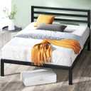 ZINUS Mia Metal Platform Bed Frame with Headboard, Wood Slat Support, No Box Spring Needed, Easy Assembly, Queen (Black)