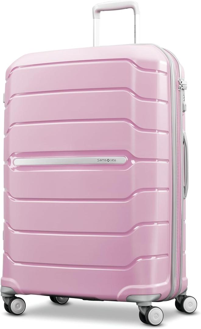 Samsonite Freeform Large Checked Luggage with Dual 360 Spinner Wheels - TSA Lock, Airline-Approved - Lightweight Durable Polypropylene Expandable Hardshell - Pink Rose