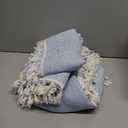 Setaback Boho Curtains 96 Inches Long with Tassels Natural Style, Semi Sheer Linen Light Filtering Rod Pocket for Windows Protect Privacy Patio Decor Backdrops, 52" W x 96" L, Blue, 2 Panels