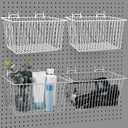 Sieral 4 Pack Pegboard Baskets, Pegboard Hooks Assortment Various Tools Storage, Pegboard Parts Storage System Peg Board Workbench Metal Wire Shelves for Organizing Hardware Attachments