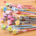 50 Pack Assorted Colorful Cartoon Animal Stripe Wooden Pencil With Animal Eraser, Pencil Top Erasers for School Supplies and Children Prize Gifts