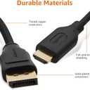 Amazon Basics DisplayPort to HDMI Cable, Uni-Directional, 4k@30Hz, 1920x1200, 1080p, Video and Audio, Gold-Plated Connectors, 10 Foot, Black