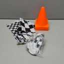 Bedwina Race Car Birthday Party Decorations - (36 Pcs) 12 - 8-Inch Orange Mini Cones for Kids & 24 Black & White Checkered Flags on Sticks - Race Car Themed Birthday Party Decor & Centerpiece Supplies