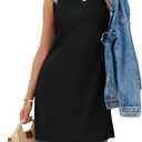 WIHOLL Casual Dresses for Women Crewneck Sleeveless Tank Dress Summer Spring Boho Vacation Clothes (X-Large, Black)