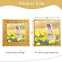 10x10 Picture Frame with Mat for 8x8, Wavy Edge Wooden Real Glass Photo Frame for Tabletop and Wall Hanging, Yellow, 1 Pack