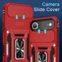 DEERLAMN Case for iPhone Air 6.5-Inch with Slide Camera Cover+Screen Protector(2 Packs), Rotated Ring Kickstand Military Grade Shockproof Protective Cover-Red