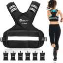 Weighted Vest for Women and Men, 11-20lbAdjustable Weighted Vest with Reflective Strip, Body Weight Vest for Walking, Running, Fitness, Strength Training (Black)