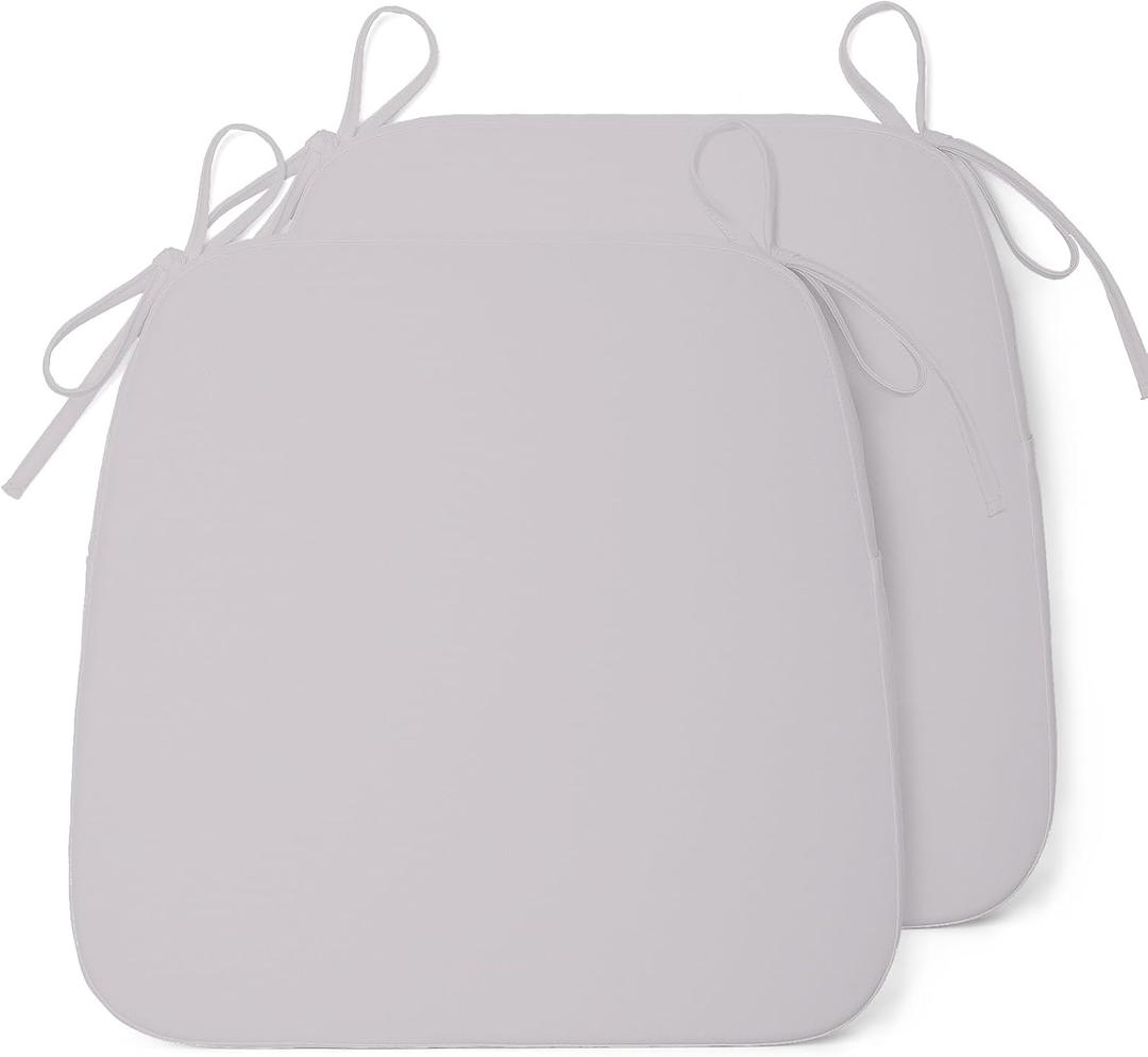 Millsilo Outdoor Chair Cushions Set of 2, Waterproof & Fade-Resistant D-Shaped Chair Cushions with Ties Non-Slip with Removable Cover for Kitchen Garden Patio, 16.5" x 16.2" x 2" Telecom Gray