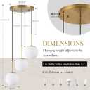 3-Light Cluster Pendant Lights, Mid Century Modern Globe Cluster Chandelier with Milk Glass, Brass Gold Pendant Lighting for Kitchen Island, Staircase, Dining Room, Living Room