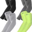 BHYTAKI UV Sun Protection Arm Sleeves, UPF 50 Sports Cooling Arm Compression Sleeves for Men Women Teenager (1 Black+1 Dark Gray+1 Light Gray+1 Fluorescenct Green)