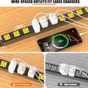 10 Outlet Wall Mount Power Strip, 1.97 Inch Wide Outlet Spacing Aluminum Alloy, 6FT 14AWG Heavy Duty Cord with Switch, 15A 1875W ETL Listed for Garage, Workbench, Multimedia Classroom