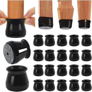 BUMACO Chair Leg Floor Protectors Chair Leg Protectors for Hardwood Floors Silicone Pads Covers to Protect Floors (Black-20 Pcs, Universal L (1.3"-2")
