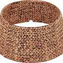 CENBOSS Rattan Christmas Tree Collar, Wicker Tree Skirt & Stand Base Cover (Brown Wash, 24 inch)