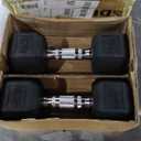 Cap Barbell 150 LB Rubber Coated Hex Dumbbell Hand Weight Set with Vertical Storage Rack - Chrome Handle | Black Rack