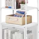 LOFTEY White Bookshelf, 4 Tier Metal Bookshelf, Narrow Bookcase with Door, Small Book Shelf Organizer for Office, Living Room, Bedroom, Kitchen
