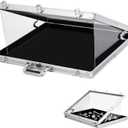 34"x22" Card Show Display Case,Portable Aluminum Trading Card Display Case,Clear Acrylic Card Box with Locks Suitable for Sports Card/TCG/Jewelry Collection Silver