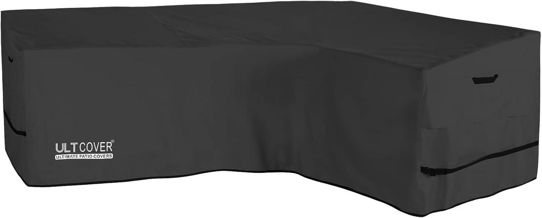 ULTCOVER Patio L-Shaped Right Facing Sofa Cover Waterproof for 4-Seater Outdoor Sectional Furniture Couch 85W (Back Length) x 58W (Right Side), Black