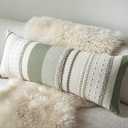 Cethom Boho Lumbar Pillow Covers 14x36 Inch Long, Green Textured Decorative Couch Pillow Cases for Farmhouse Home Decor, Accent Cushion Cover for Sofa, Bed, Living Room, Bedroom, Pack of 1