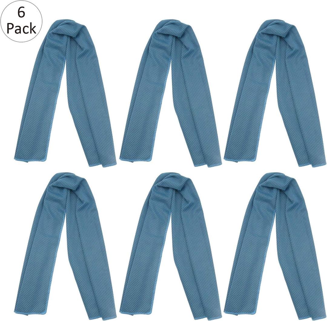 INNOLIFE 6 Pack Cooling Towels Breathable Ice Towel for Sports, Gym, Fitness, Running, Hiking, Yoga - Blue