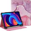 HGWALP Protective Case for iPad (A16) 11th Generation 11 Inch (2025) & iPad 10th Generation 10.9 Inch (2022), MultiAngle Viewing Stand Cover with Pen Holder & Pocket for iPad 11 inch,Marble Pink