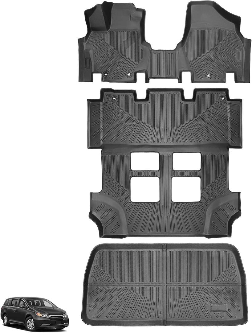 Floor Mats for Honda Odyssey 2011-2017, Odyssey Floor Mats & Cargo Mat 2011 2013 2014 2015 2017, Custom Fit TPE All Weather Protection Floor Liners, Non-Slip Waterproof 2012 2016 Odyssey Accessories