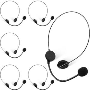 Zhanmai Black Microphone Headset Toy Faux Costume Headset Prop Hippie Accessories Plastic Makeup Props for Party Supplies(6 Pcs)