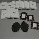 Maitys 15 Pcs Mini Picture Vintage Frames with Stands Tiny Antique Photo Baroque Ornate Resin Oval Frame Table Top Display Home Wedding Decor (Black Gold)