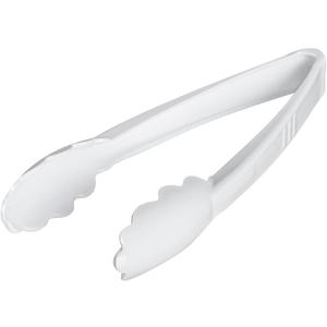 Restaurantware Disposable Serving Tongs 10 Count 9 Inch Plastic Scalloped Buffet Utensils Durable Secure-Grip White