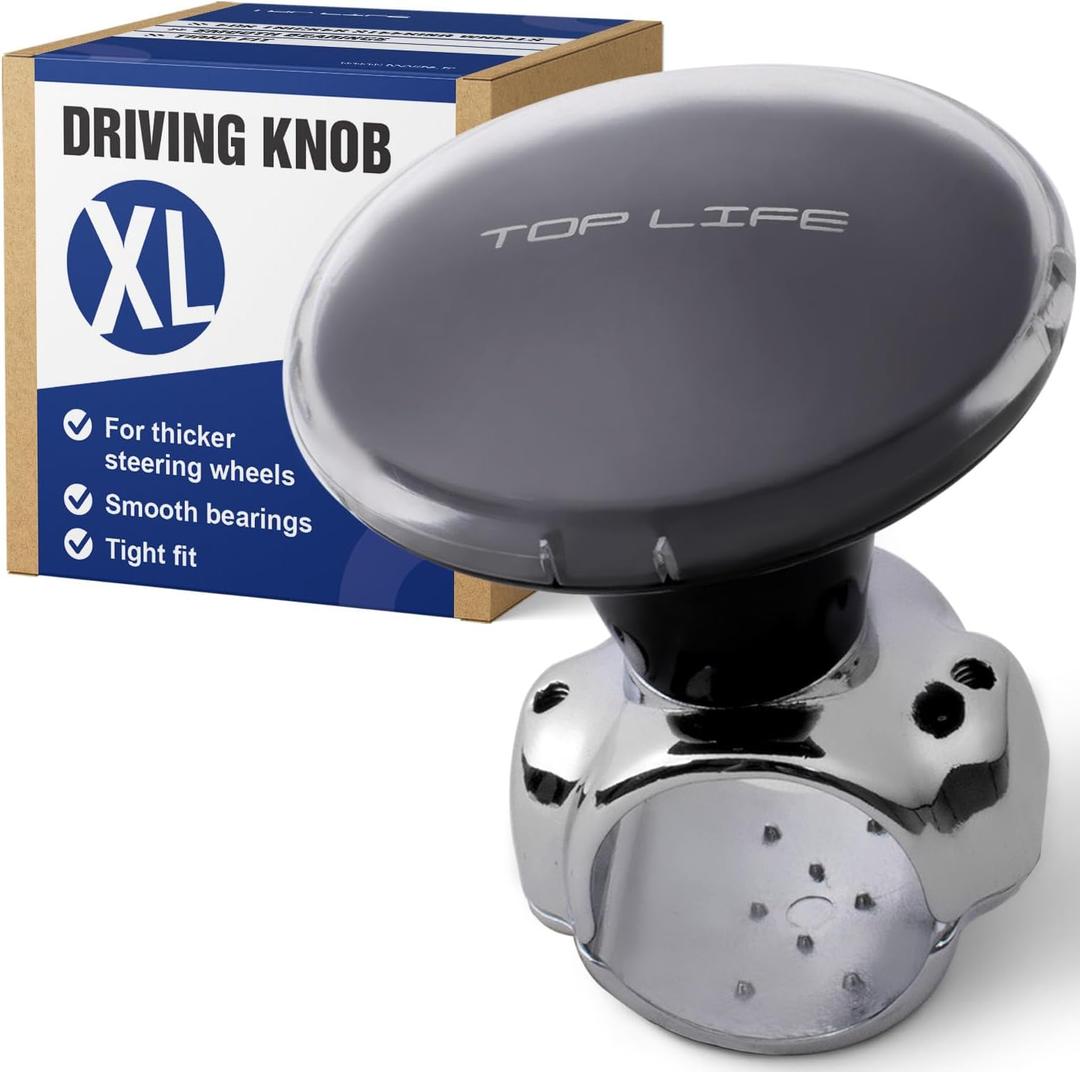 Top Life Steering Wheel Knob for Tractor, Truck, and Car, XL Size Suicide Knob for Thick Steering Wheels, Universal Non-Slip Spinner for Heavy Duty, Vans, Pickup Trucks, Semi, Forklifts, Mowers, Boats