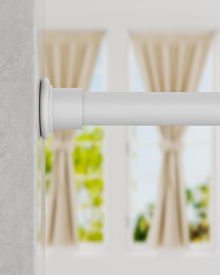 ALLZONE Heavy Duty Tension Shower Curtain Rod 28-42 Inches for Bathroom, Window, Non-Slip, Adjustable with Strong Spring Pole for Closet, Doorway, No Rust, No Drilling, White