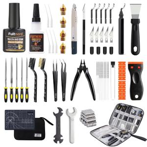 84Pcs 3D Printer Accessories, 3D Printer Tools Kit with Slotted Organizer Bag, PTFE Nozzle Anti-Stick Coating, T12 Needle Files, Deburring Tool, for All FDM/SLA, Bambu Lab, Ender 3, Anycubic,etc