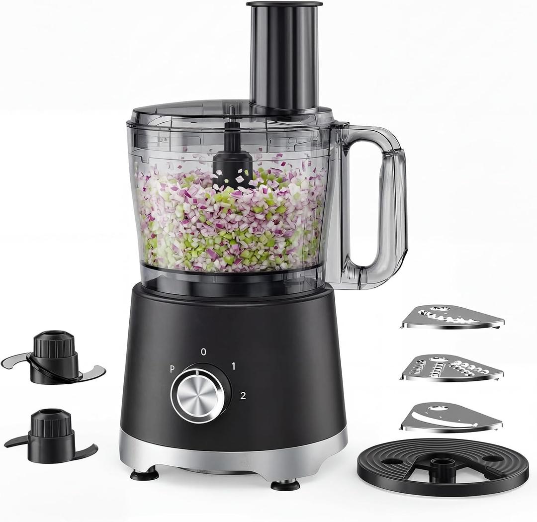 OLIXIS Food Processor 10.5 Cups, 600W Powerful Food processors with 5 Blades, Dishwasher Safe Meat Grinder for Slicing, Shredding, Chopping, Kneading, for Meat, Vegetables, Fruit, Dough