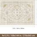 Area Rugs for Living Room - 9x12, Boho Non-Slip Low Pile Carpet Machine Washable Rugs for Bedroom Office, Dining Room (Beige)
