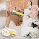 Wedding Cake Knife and Server Set, Gold Ceramic Pearl Handle Cake Cutting Set for Weddings, Engagements, Anniversaries, and Engagement Gifts for Couples
