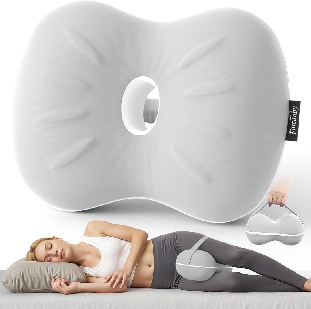 Leg & Knee Pillow for Side Sleepers - Smooth Spine Alignment Pillow - Memory Foam Knee Pillows for Back Hip Pain, Spine Aligning, Sciatica, Surgery Recovery, Pregnancy
