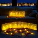 Homemory Happy Anniversary Decoration Light Up Letters with Flameless Candles and Fake Rose Petals, Valentine's Day Luminary Bags Happy Anniversary Sign Romantic Party Decor for Wedding