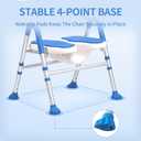 Foldable Shower Chair for Inside Showe Non-Slip Portable Shower Seat for Elderly and Disabledwith U-Shape Cutout 5-Level Height Adjustment for Seniors, Handicap, Pregnant, Blue