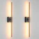 KUZZULL Modern Light Fixture Set of Two 27.8x4.3x3.4in Black and Brass Gold Sconces 1200Lm LED Wall Lights for Bathroom, Living Room, Corridor