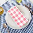 Pink Gingham Napkins Disposable Rectangle: 100PCS Checkered Paper 15.7x11.8 Inch for Dinner Party