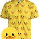 Mens Golf Polo Shirts - Hawaiian Print Golf Shirt for Men Quick-Dry Moisture Wicking Casual Breathable Polo Shirt (Yellow, XL)