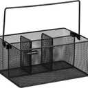 Mind Reader Utensil Holder, Silverware Organizer, Caddy, Cutlery Holder, Kitchen, Metal Mesh, 10"L x 7"W x 4.75"H, Black